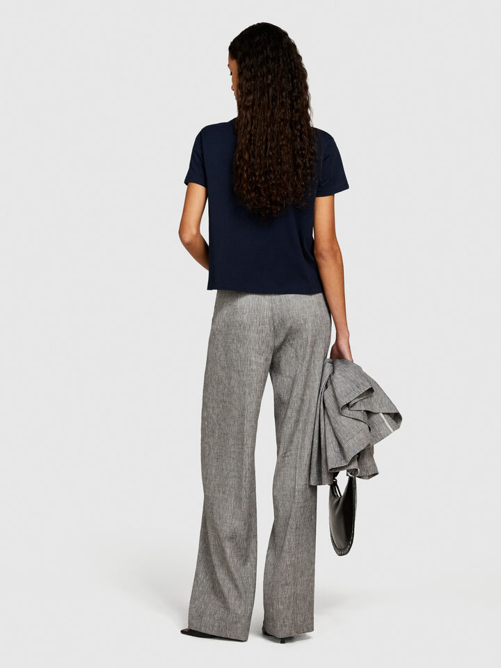 Boxy fit t-shirt in organic cotton - women's short sleeve t-shirts - Dark Blue | Sisley image number 3
